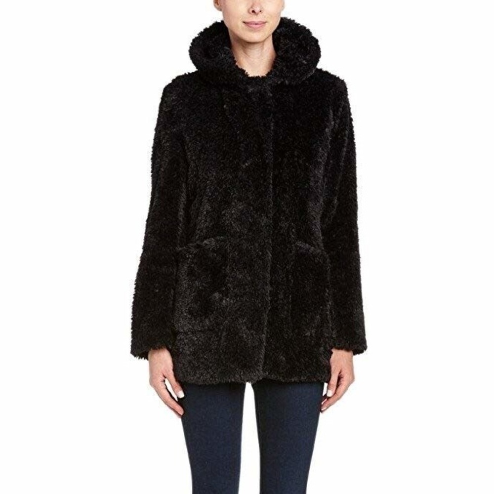 OFFERS WELCOME! Kenneth Cole New York Women's Leisure Teddy Coat Black Sz XS